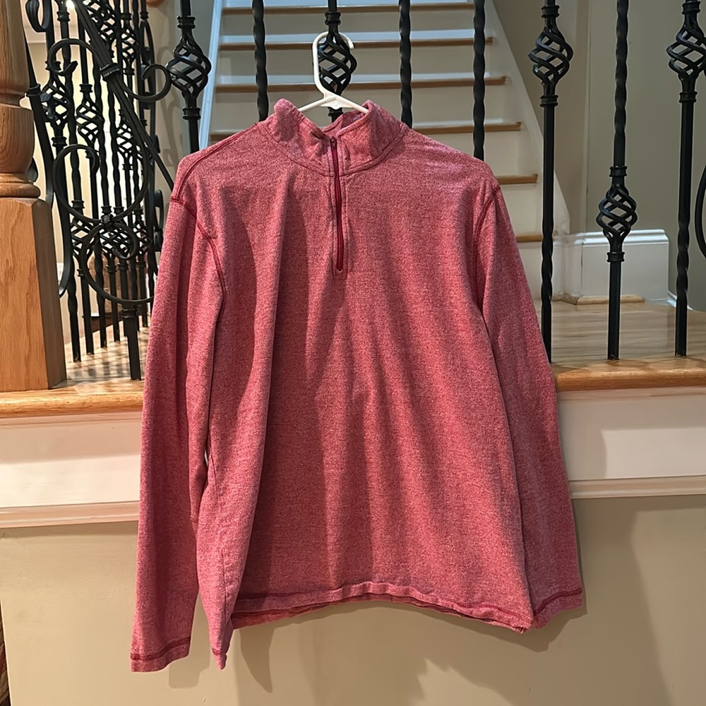 Quarter-Zip Long-Sleeve Pullover Shirt - Red
